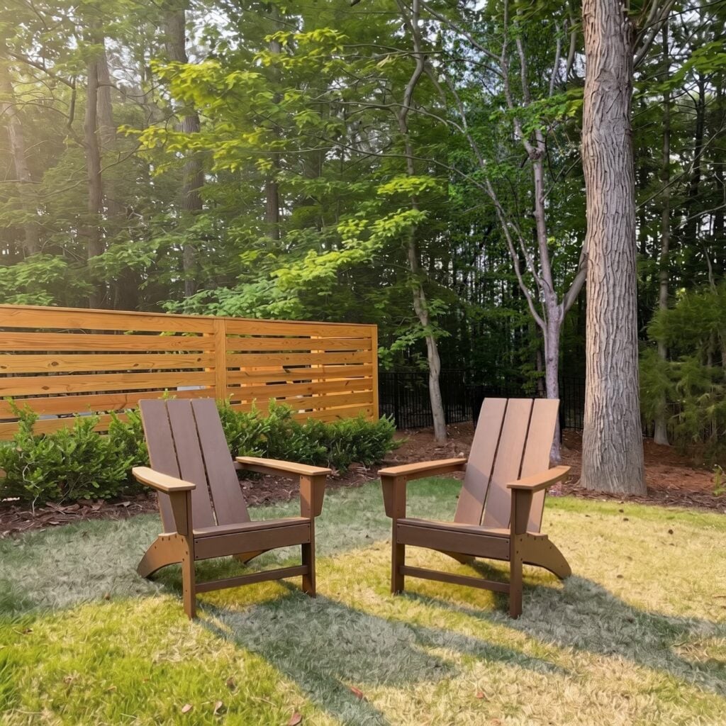 2 polywood Adirondack chairs in teak